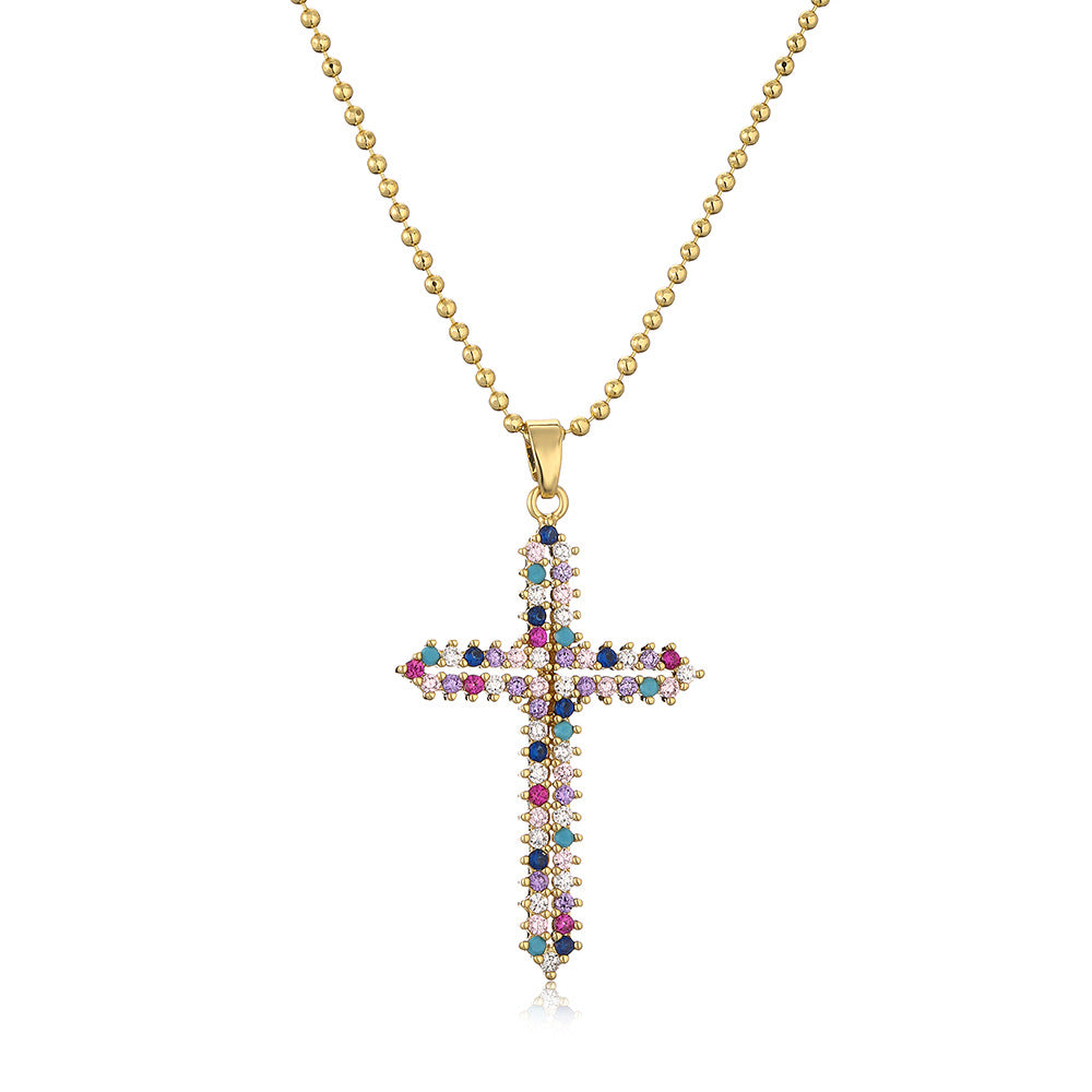 Collana con Pendente Geometrico Minimalista da Donna Base in Rame con Placcatura in Oro Vero e Intarsio di Zirconi
