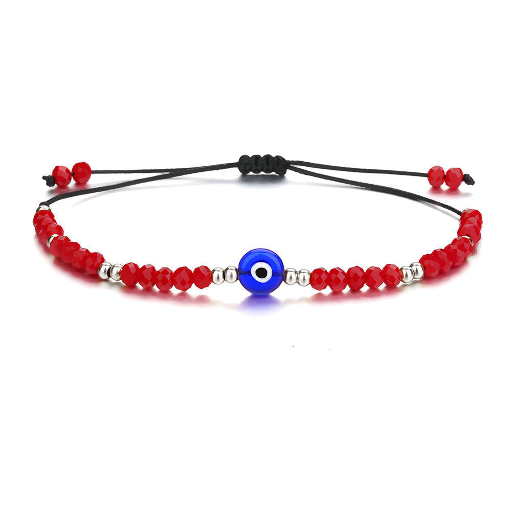 Evil Eye Heart Crystal Beaded Bracelet Stainless Steel Plated Women's Jewelry
