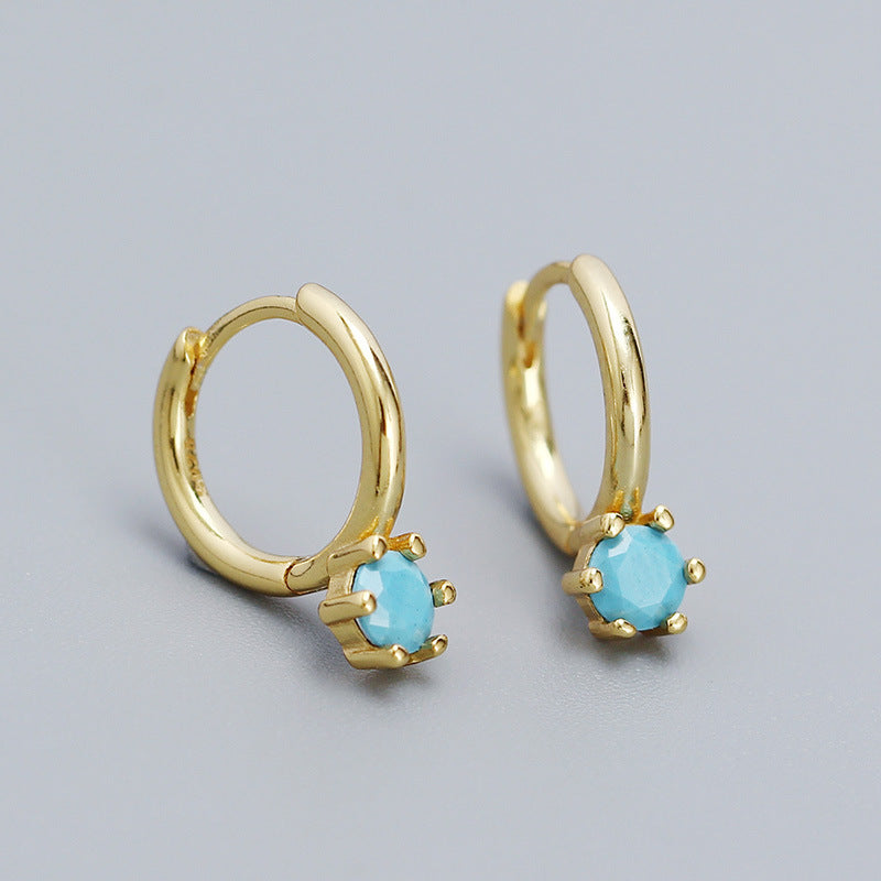 Minimalist Elegant 925 Sterling Silver Round Geometric Cubic Zirconia Hoop Earrings