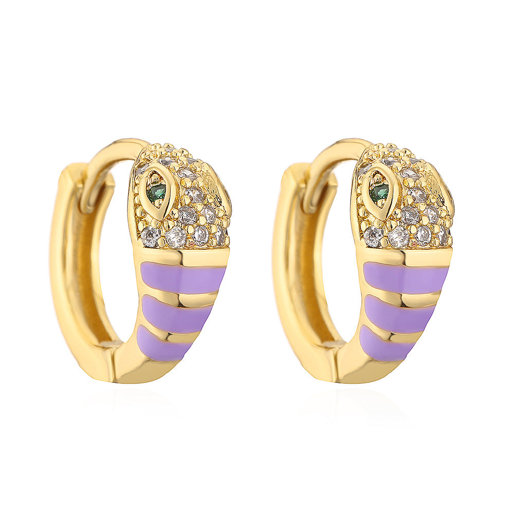 Bohemian Style Geometric Copper Earrings with 18K Gold Plating and Enamel Finish for Women