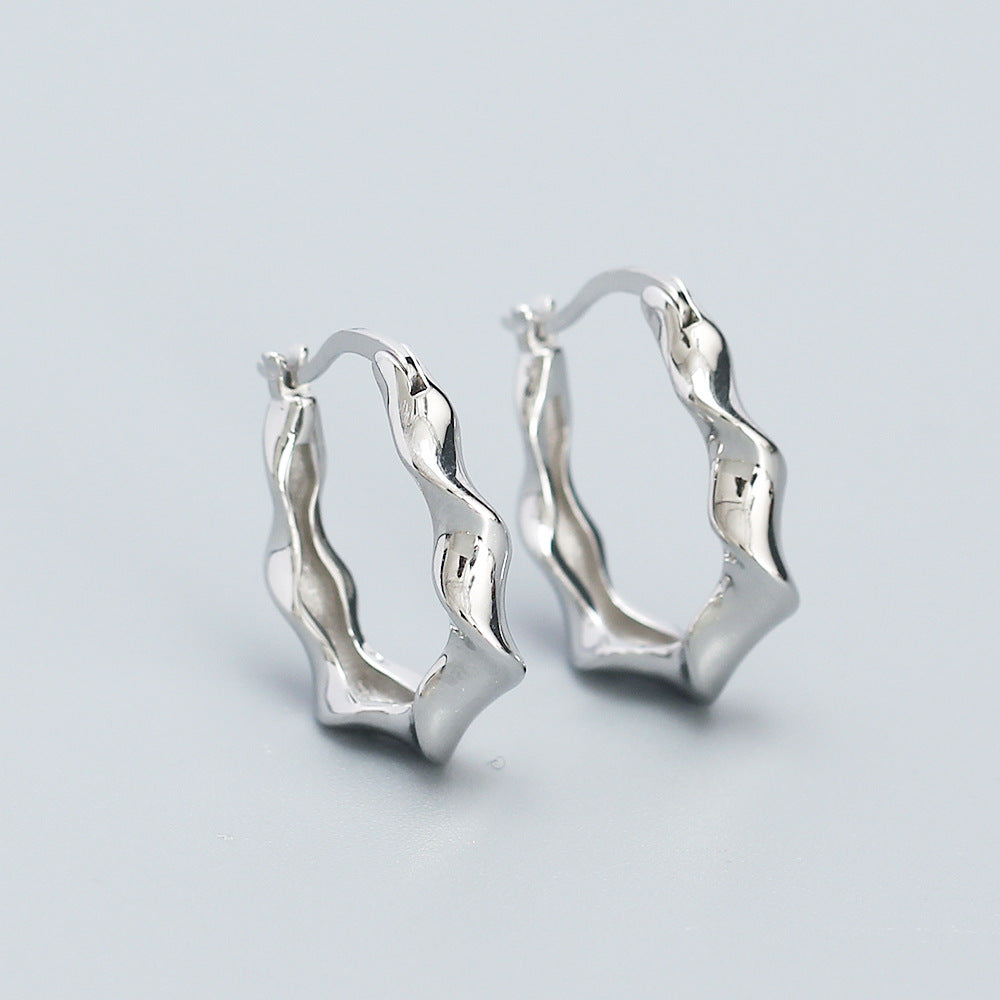 Orecchini a Cerchio Geometrici alla Moda da Donna in Argento Sterling 925 con Finitura Placcata