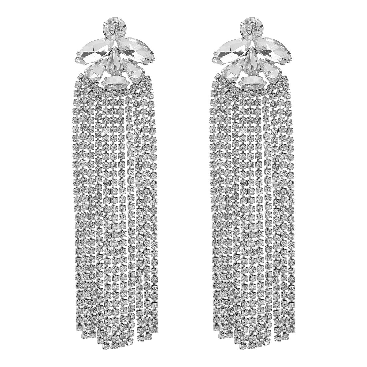 Orecchini a Nappa alla Moda da Donna con Intarsio di Strass e Design a Catena Artigliata