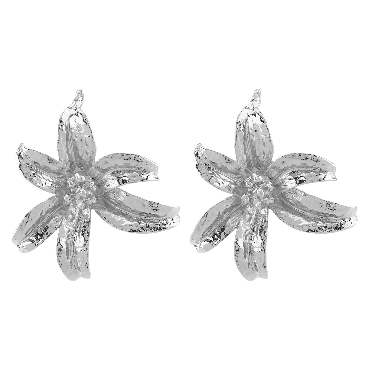 Vintage Oversized Floral Alloy Earrings with Geometric Shape and Plated Finish for Women
