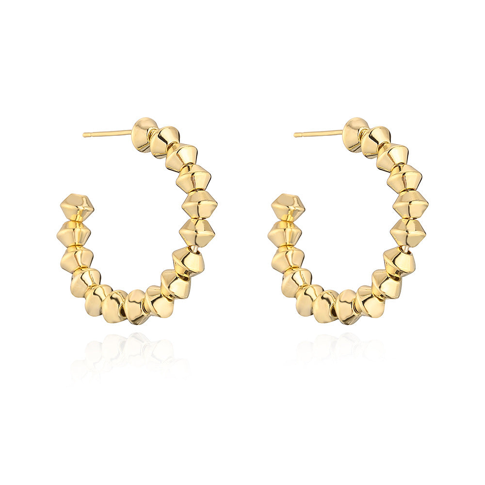 Orecchini da donna minimalisti geometrici a C in rame placcati oro