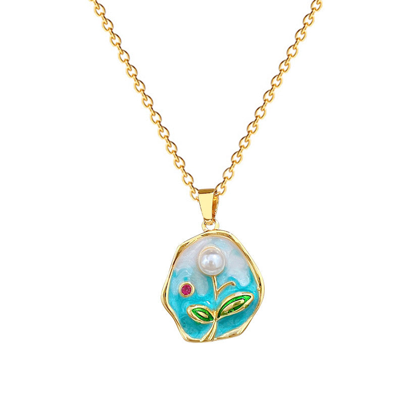 Minimalist Sweet Geometric Moon Rhinestone Pendant Necklace Titanium Steel Cable Chain for Unisex