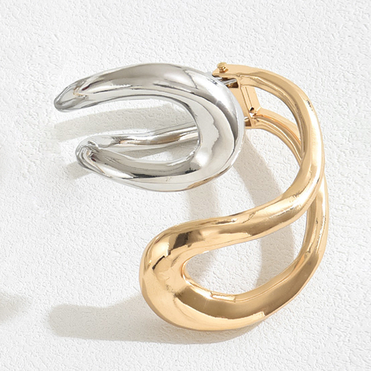 Parure Collana e Bracciale da Donna con Doppio Cerchio Geometrico, in Lega Placcata Oro 18K, Lusso Leggero