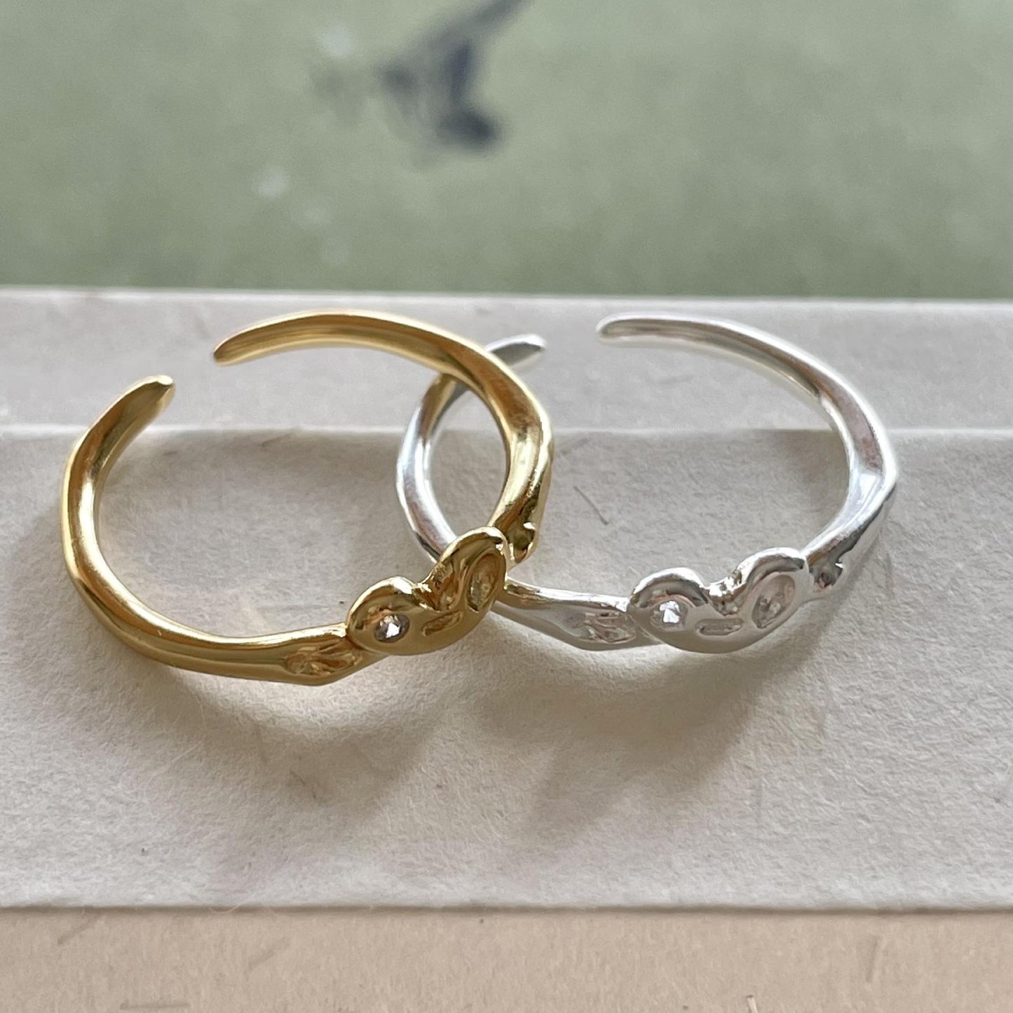 Anello aperto a forma di cuore in argento sterling 925, minimalista, da donna