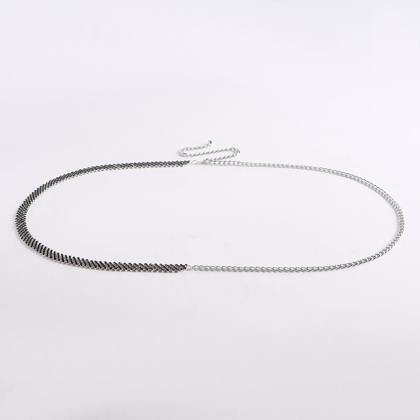 Sweet Punk Casual White Crystal Rhinestone Welded Metal Body Chain for Women