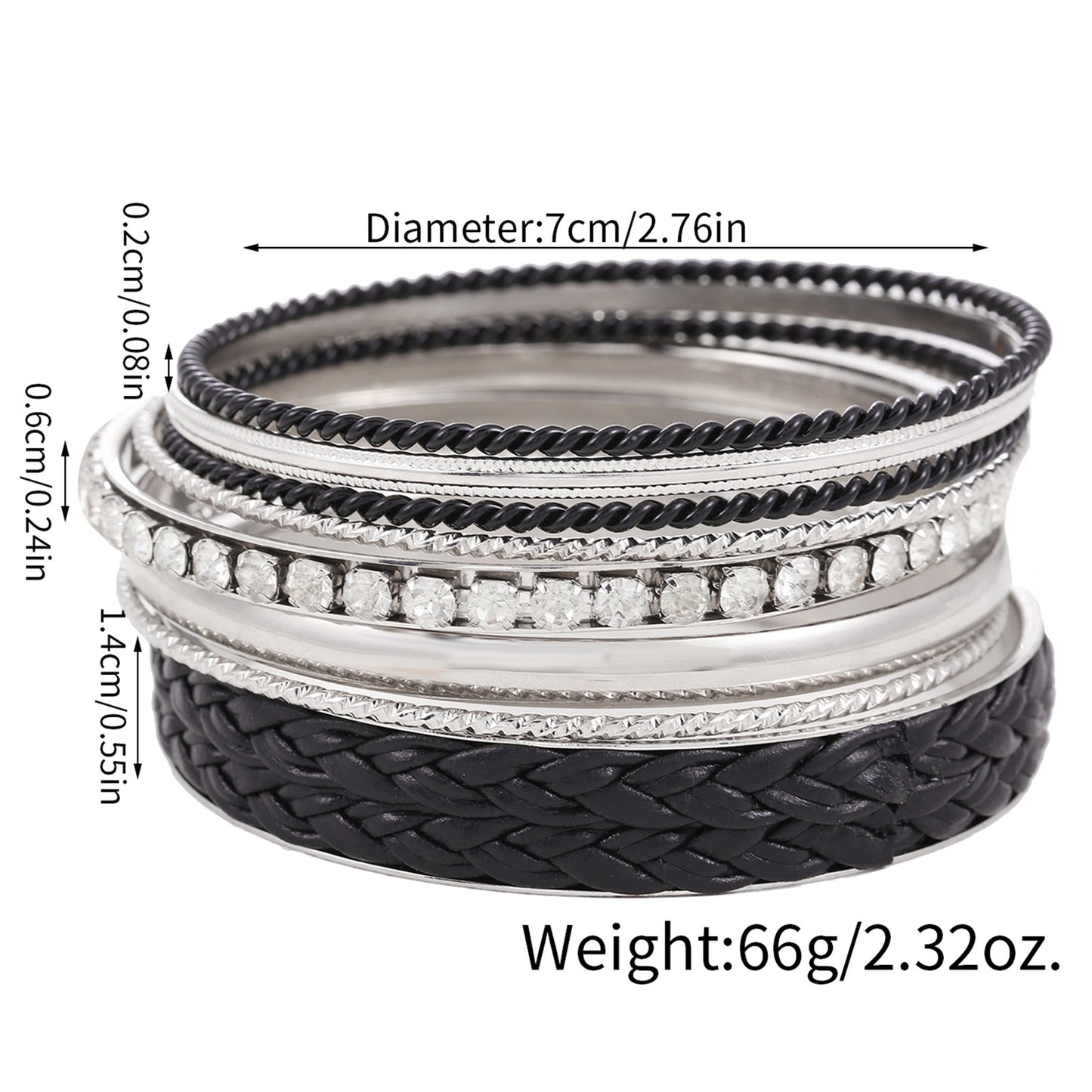Vintage Bohemian Minimalist Geometric Round Alloy Plated Rhinestone Bracelet Set