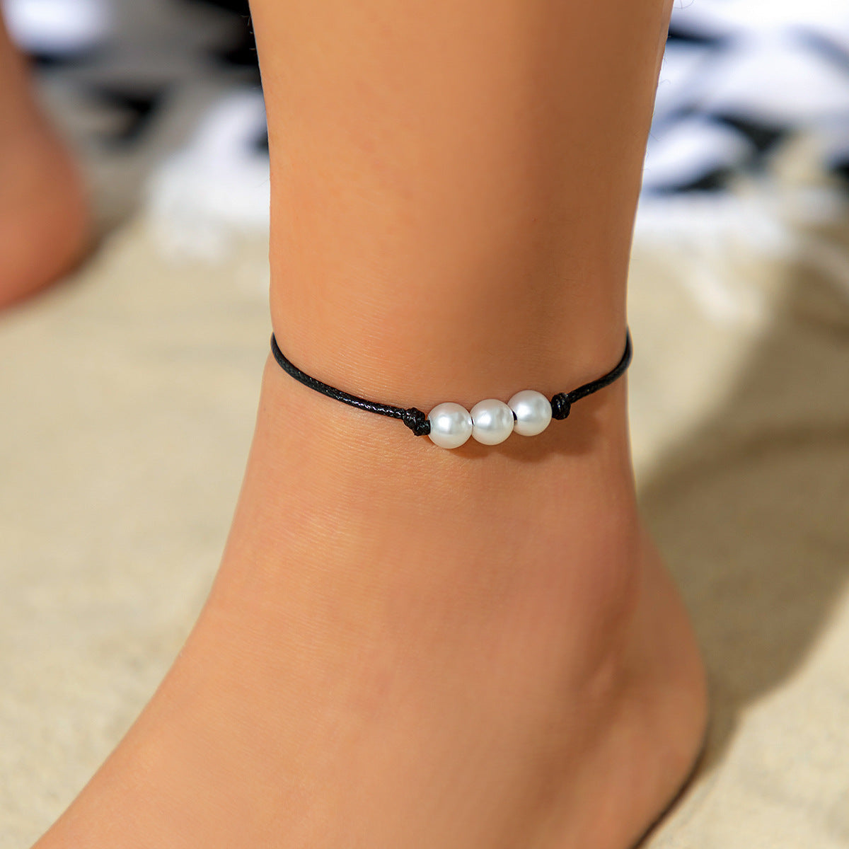 Collana girocollo da donna con ciondolo a perla geometrico minimalista e cordino cerato