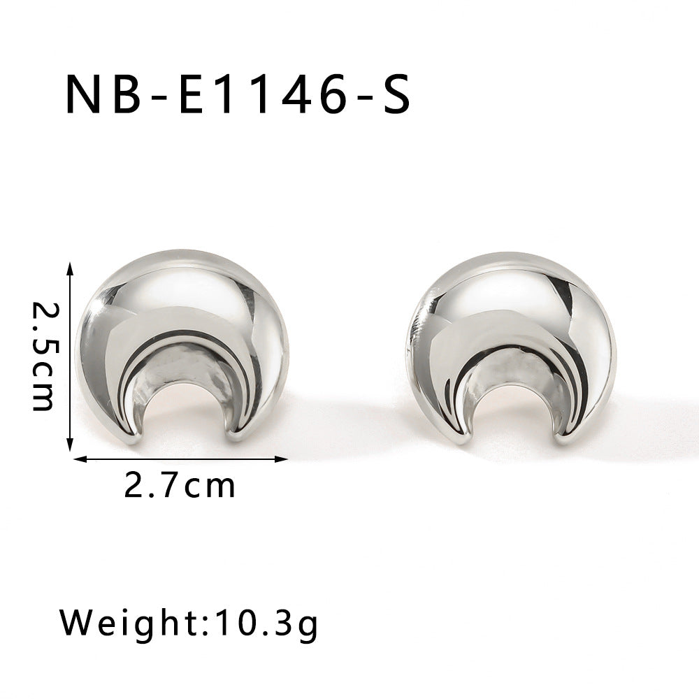 Minimalist Crescent Moon Stainless Steel Earrings for Women with Vacuum Plated 18K Gold Finish