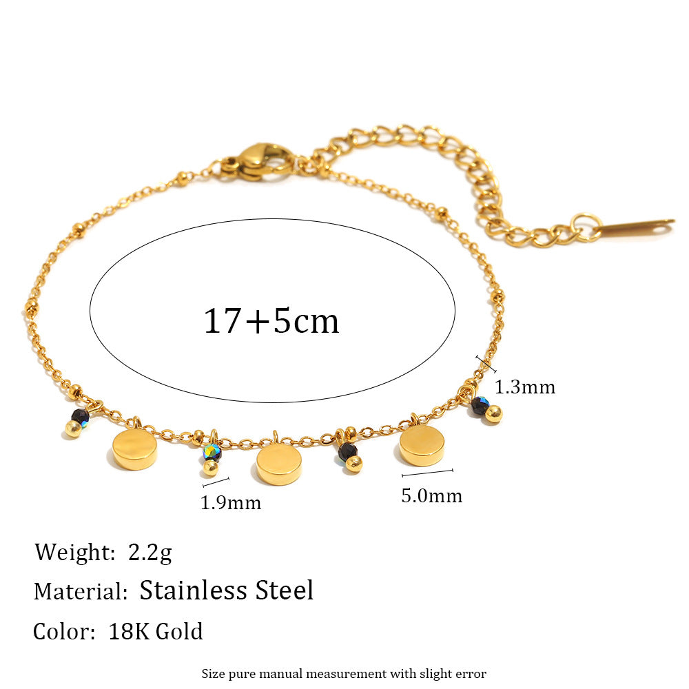 Fashionable OL Style Geometric Stainless Steel Plated 18K Gold Tassel Bracelet for Women