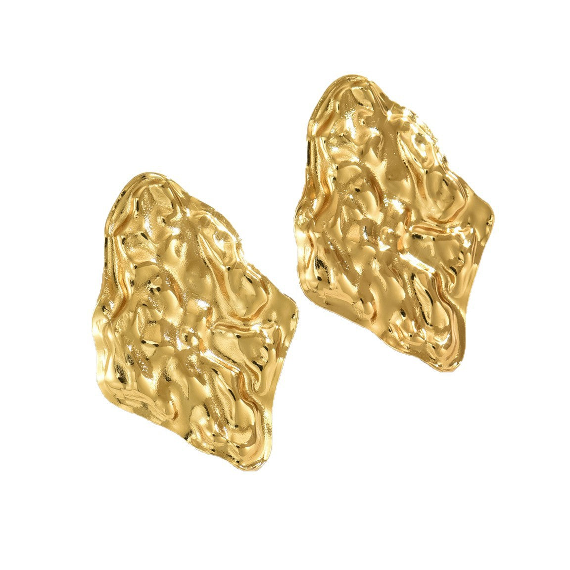 Vintage Elegant Irregular Pleated Geometric Stainless Steel Earrings