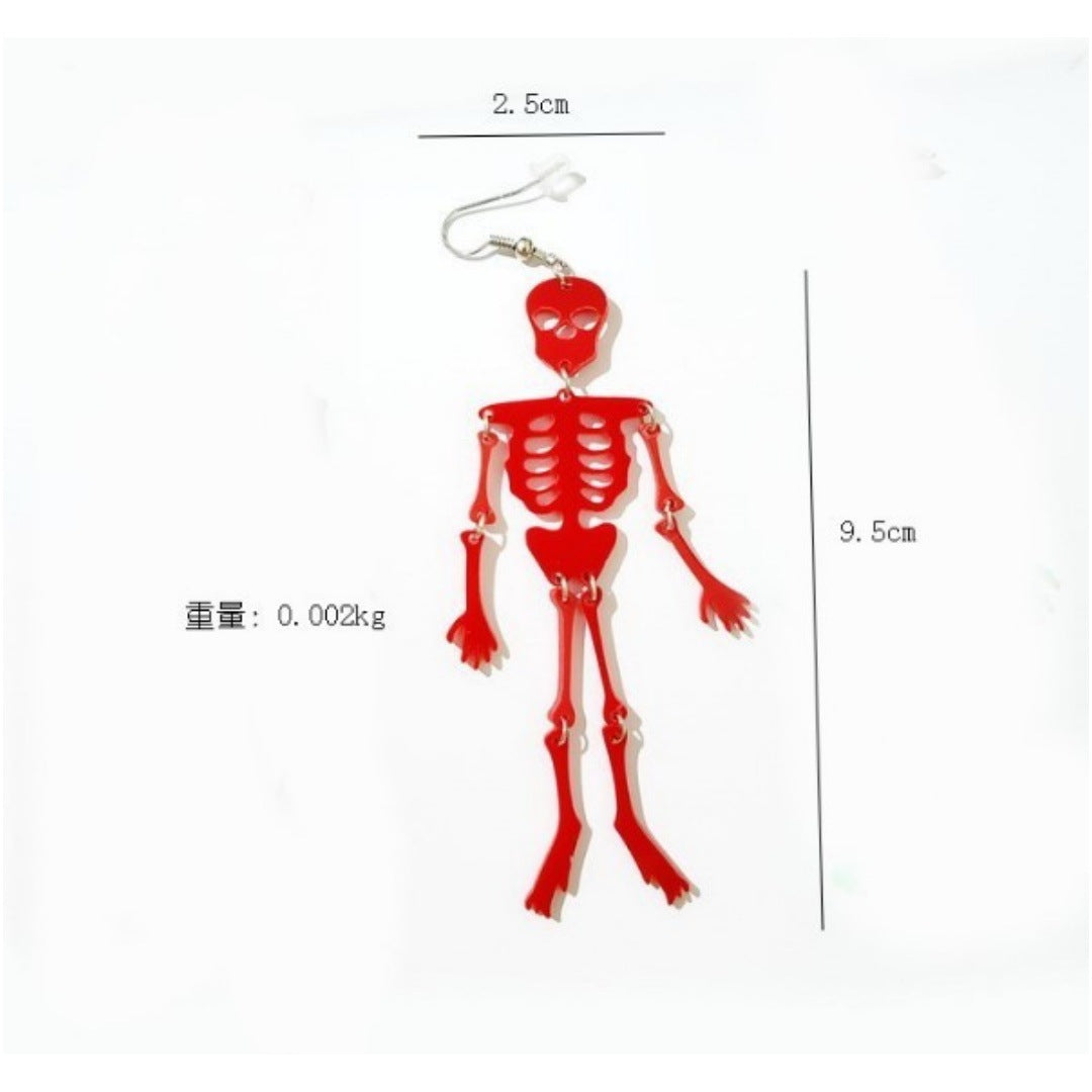 Pendientes acrílicos de calavera gótica oscura y esqueleto para mujer con forma geométrica y acabado hecho a mano