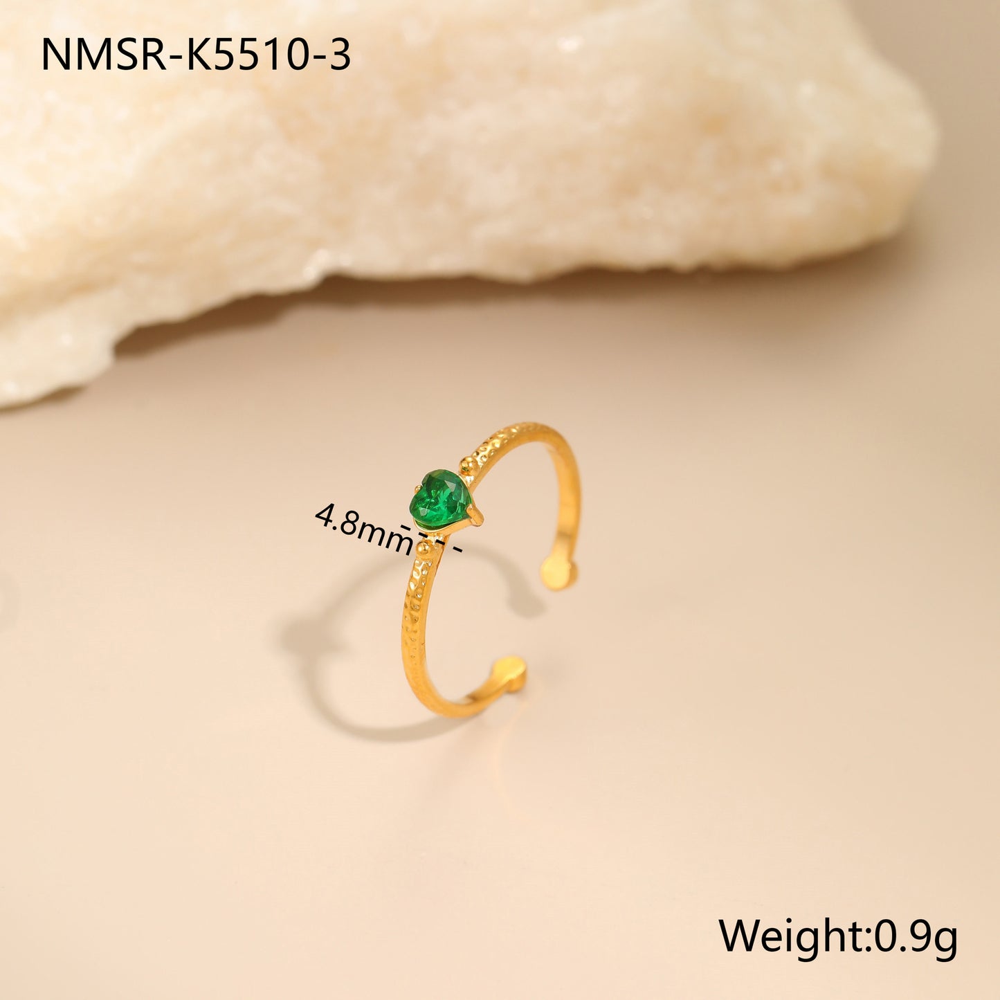 Anillo de acero de titanio con forma de corazón, incrustaciones de diamantes de imitación, chapado en oro, anillo de banda abierta ajustable de acero inoxidable para mujer