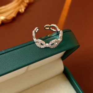 Anello elegante e geometrico ispirato alle perle con intarsio in zircone da donna, anello minimalista alla moda da dito indice, gioielli di lusso per le mani