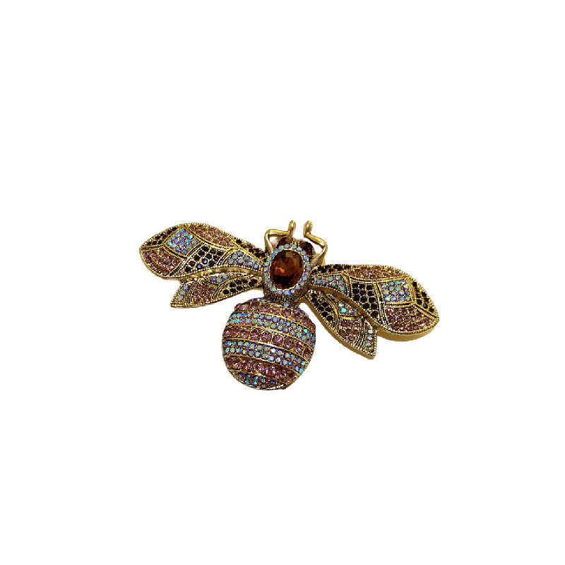 Vintage Bee Brooch in Alloy with Rhinestone Inlay for Women Elegant Fashion Commuter Accessory