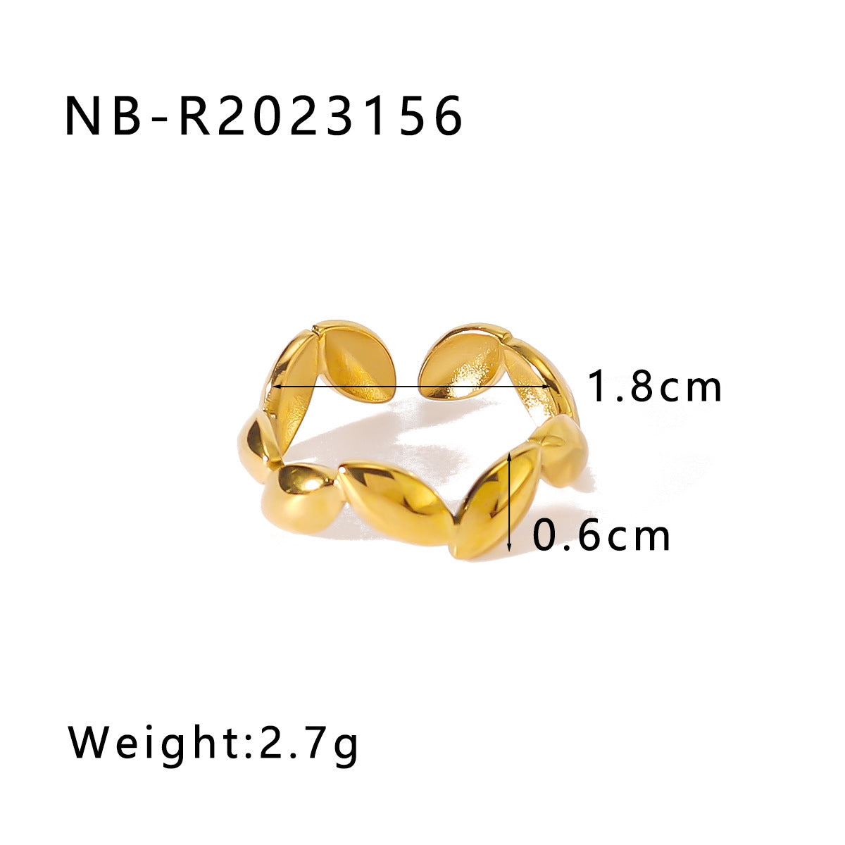 Anello irregolare a forma di cuore, geometrico, traforato, in acciaio inossidabile con finitura placcata sottovuoto in oro 18 carati per uomo e donna