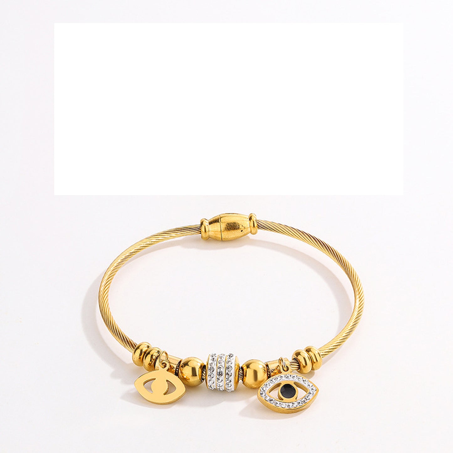 18K Gold Plated Stainless Steel Round Evil Eye Bracelet