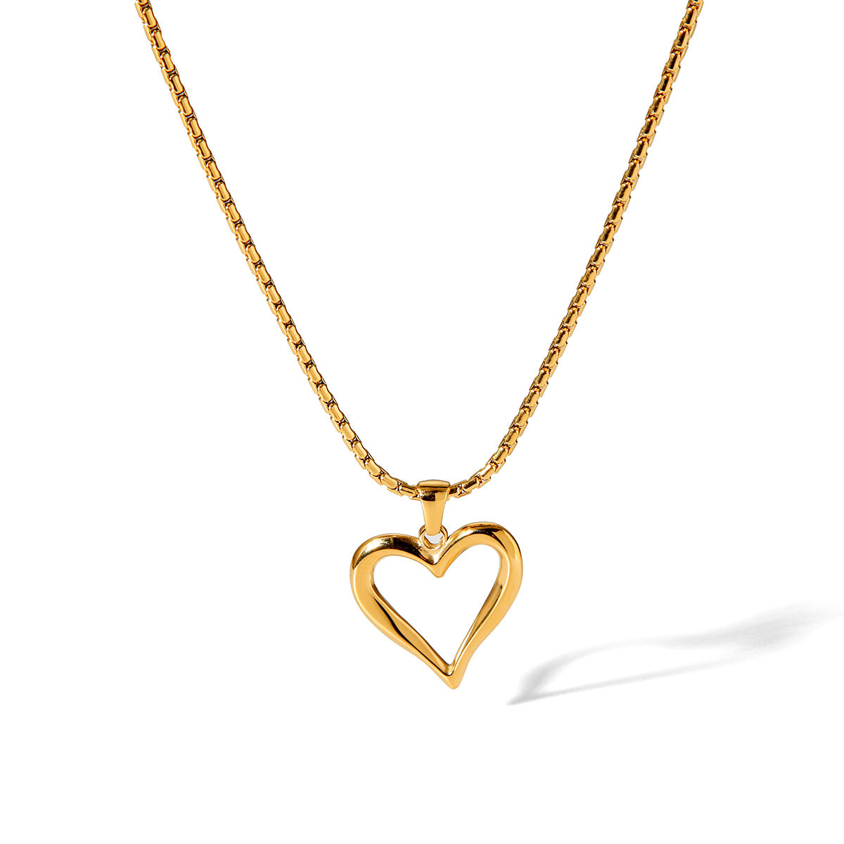 Minimalist Hollow Heart Pendant Necklace for Women Stainless Steel with Titanium Steel Accents Plated Box Chain