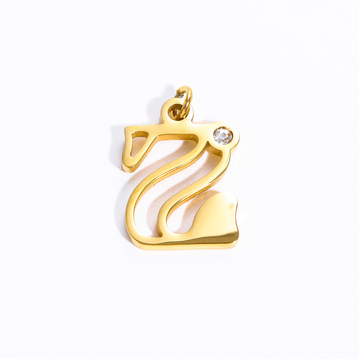 Sweet Stainless Steel Letter Pendant Necklace with Pearl and Cubic Zirconia