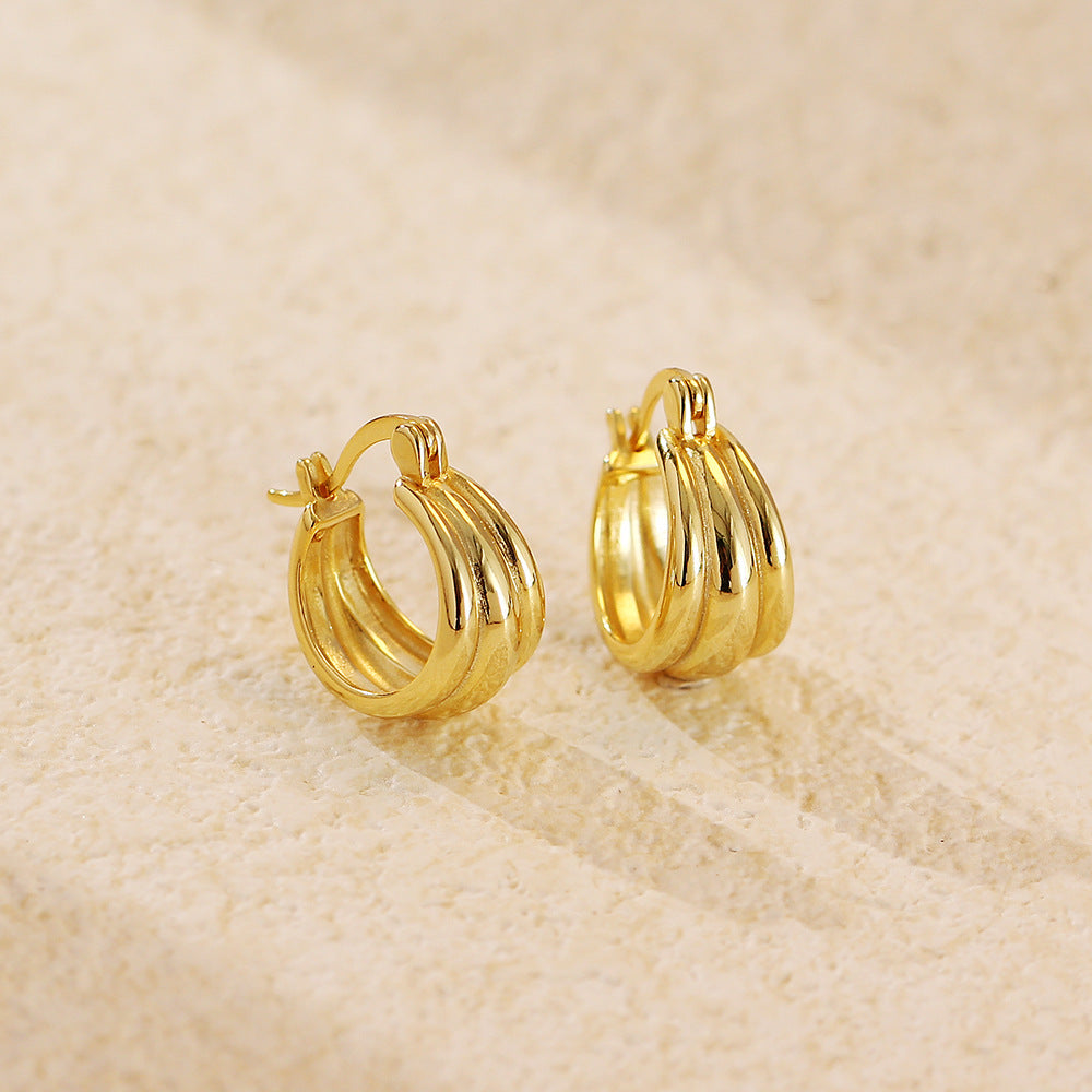 Orecchini a Cerchio da Donna in Argento Sterling S925, Minimalisti e Geometrici Lucidi