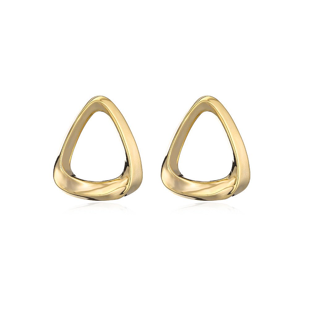 Geometric Women's Earrings in Copper with Real Gold Plating, Fashionable and Unique Design