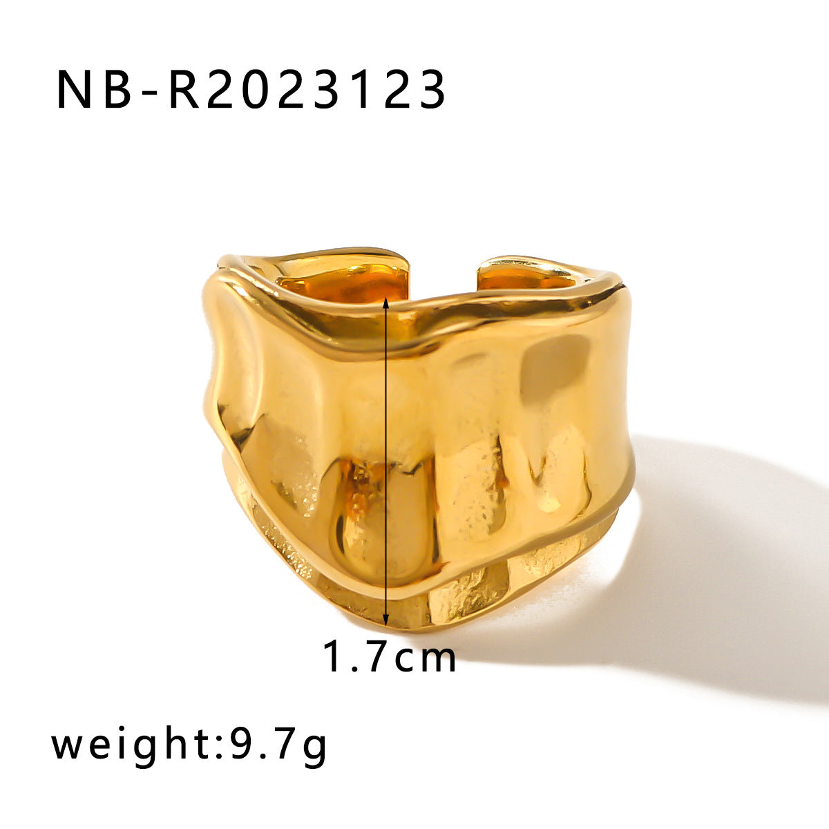 Anello Statement da Donna Minimalista a Cuore Irregolare in Acciaio al Titanio Placcato Oro
