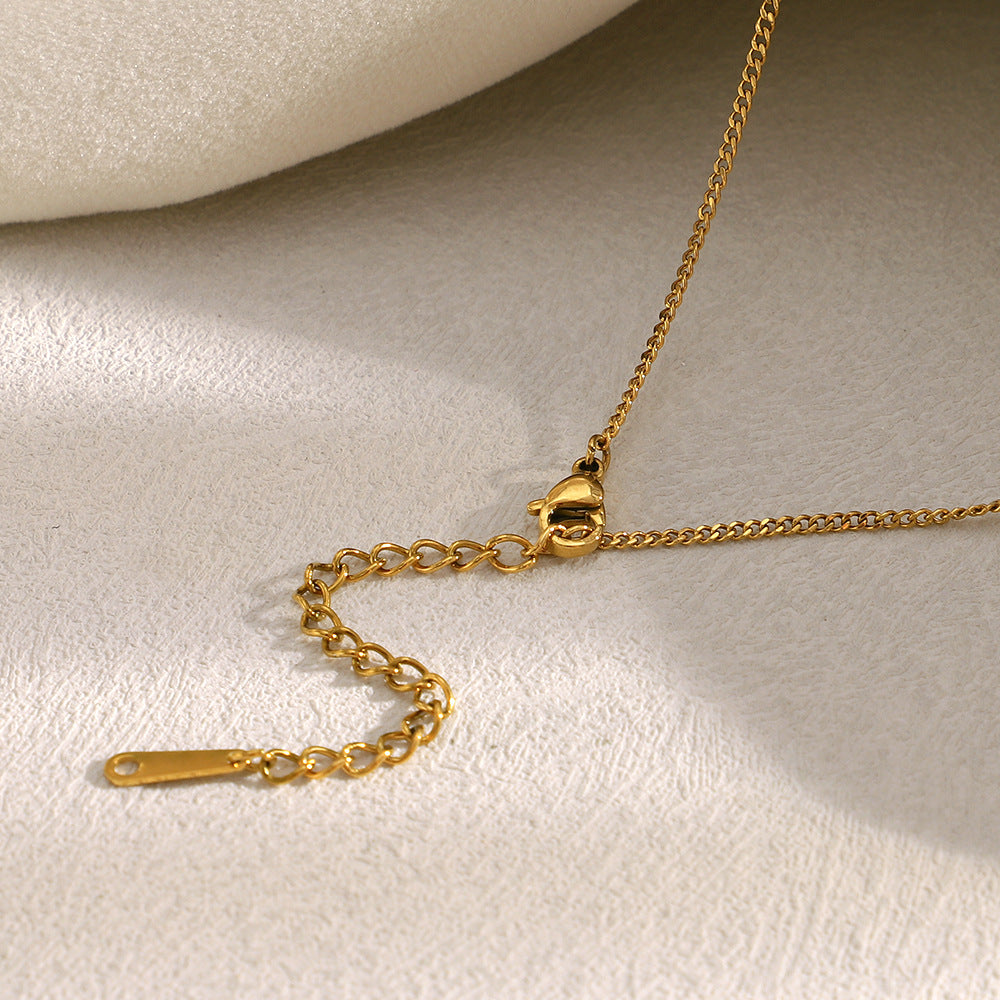 Minimalist Geometric Stainless Steel Pendant Necklace with 18K Gold Plating and Teardrop-Shaped Titanium Steel Charm