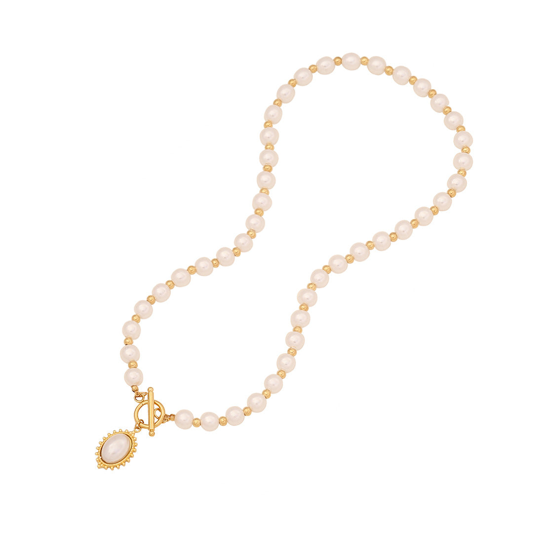 Fashionable OL Style Heart-Shaped Stainless Steel Beaded Necklace with O-Chain for Women