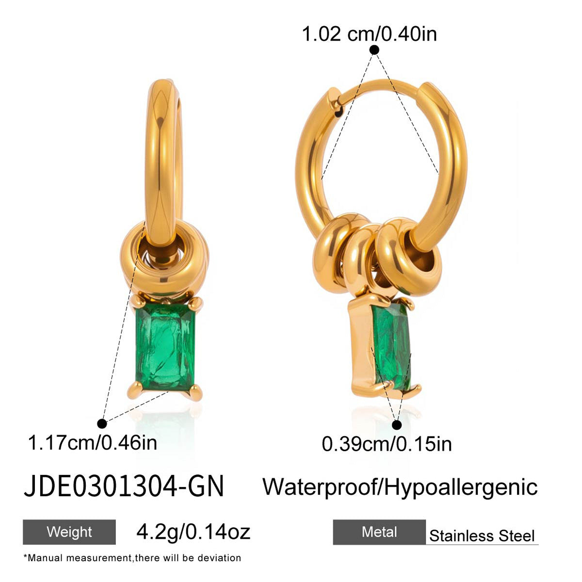 Elegant Geometric Round Stainless Steel Plated Cubic Zirconia Hoop Earrings for Women
