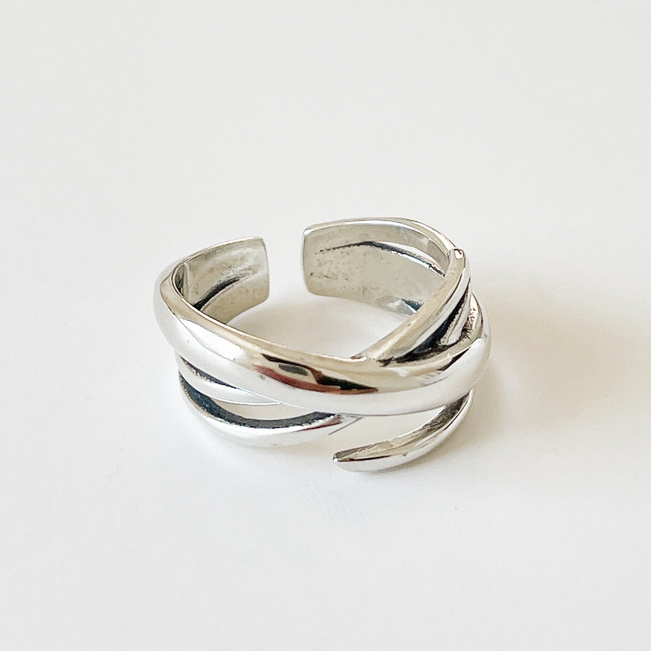 Anillo con incrustaciones geométricas redondas de corazón de plata de ley 925 vintage para mujer