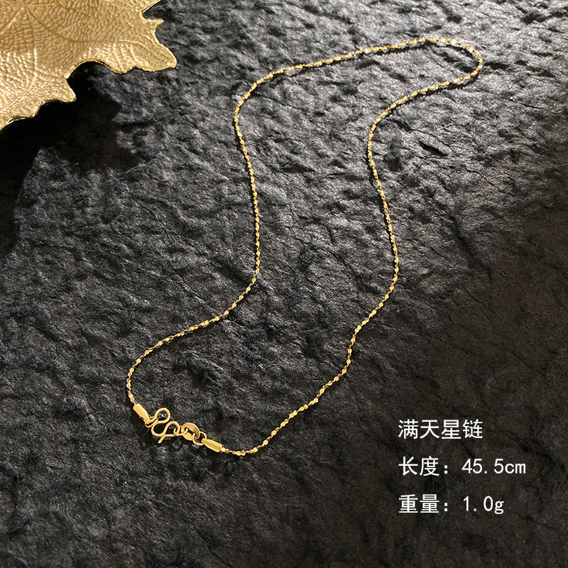 Minimalist Gold Plated Titanium Steel Beaded Necklace Round Pendant Unisex