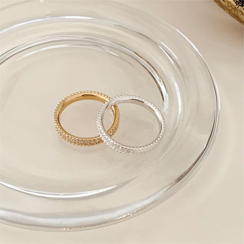 Sweet Minimalist 925 Sterling Silver Geometric Plated Ring with Cubic Zirconia for Women