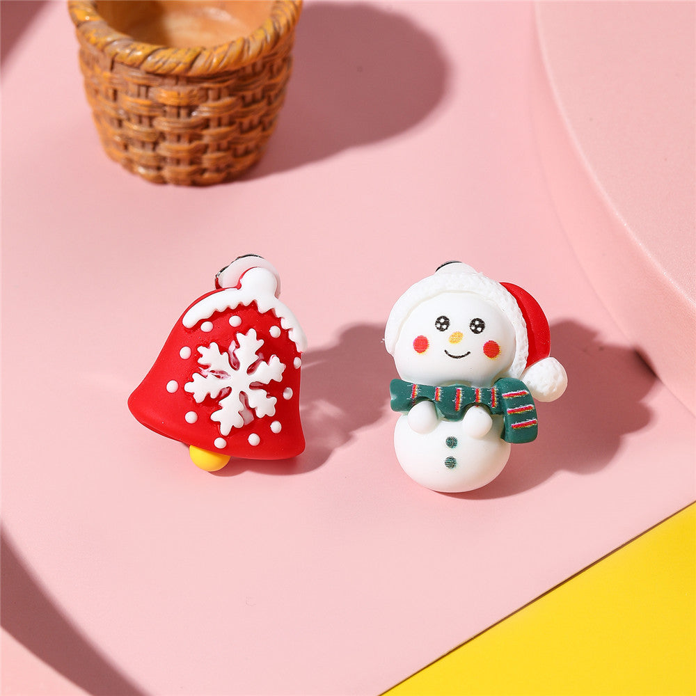 Orecchini a clip in resina con simpatico Babbo Natale dei cartoni animati per bambini, gioielli natalizi