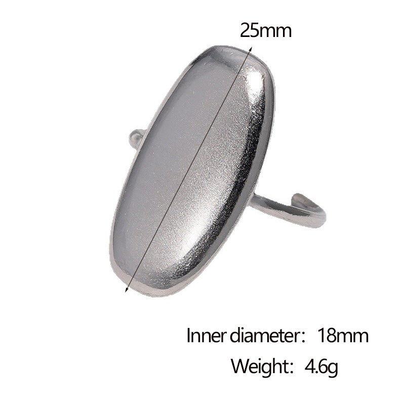 Anello Aperto Geometrico Minimalista Vintage in Acciaio Inox Placcato Oro 18K per Donna