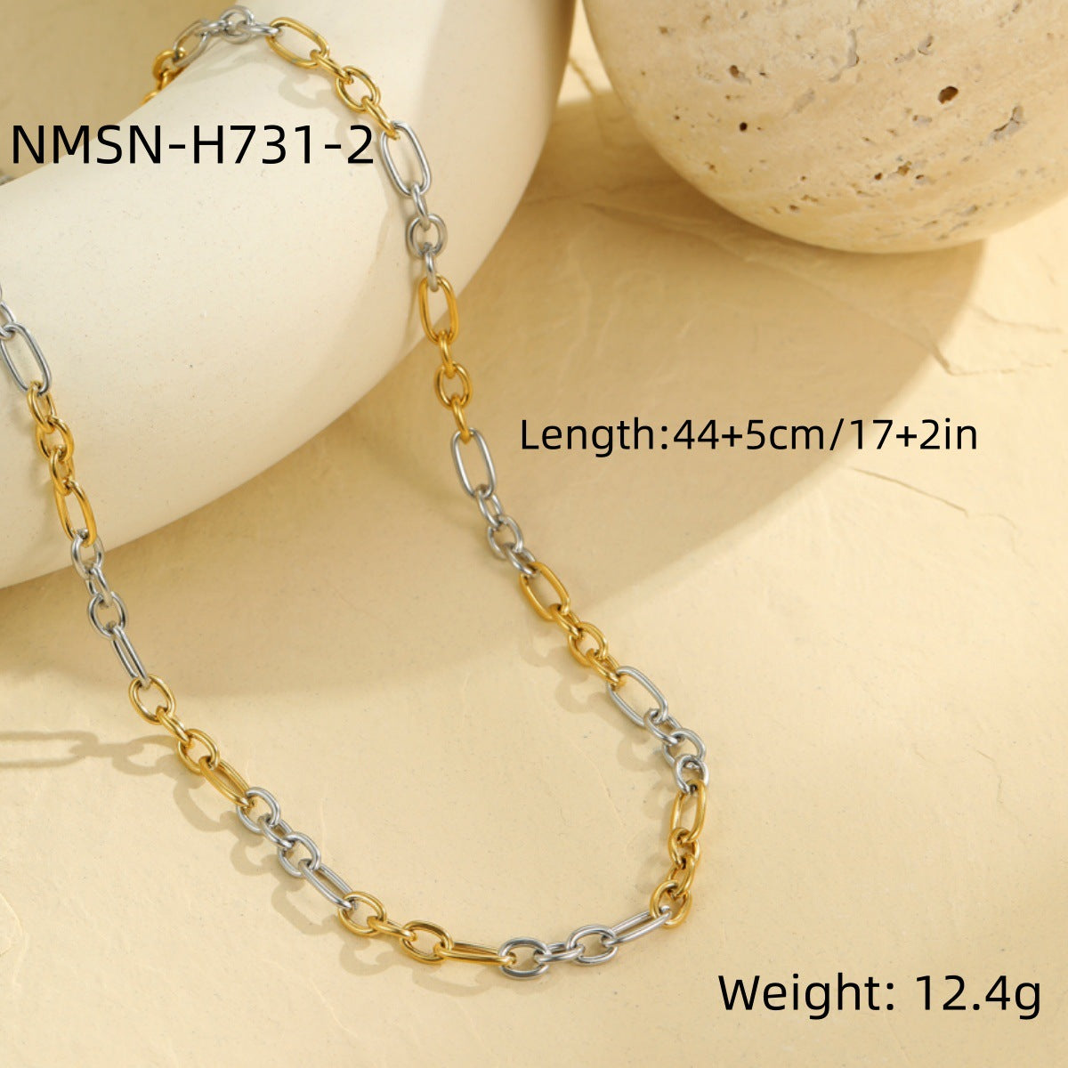 Juego de collar de acero inoxidable con diseño geométrico de moda, cadena en capas con baño de oro de 18 quilates para mujer