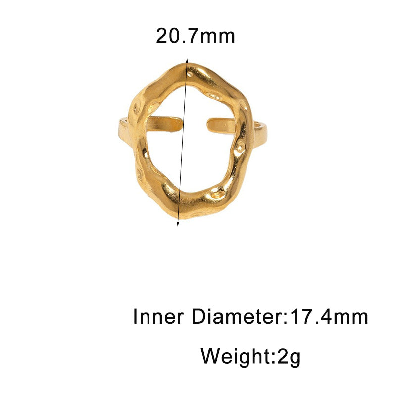 Minimalist Geometric Round Gold Plated Stainless Steel Open Ring for Women