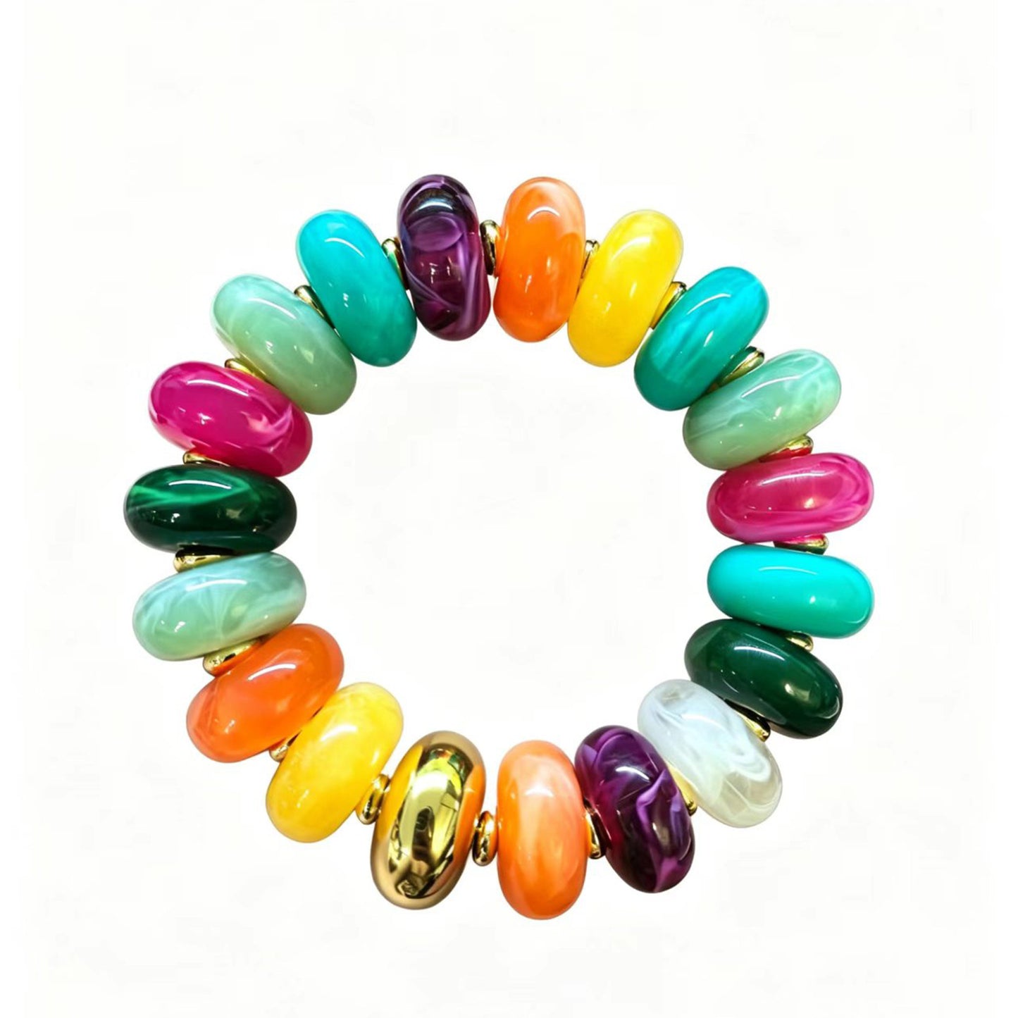 Bohemian Geometric Round Acrylic Beaded Bracelet for Women