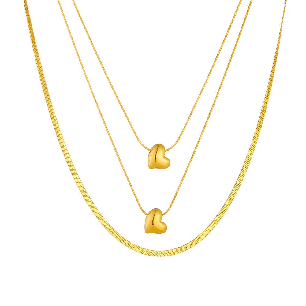 Minimalist Gold Plated Heart Stainless Steel Necklace for Women