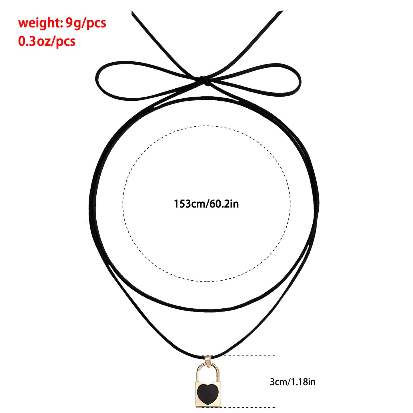 Adjustable Black Mother-of-Pearl Look Lock Pendant Necklace for Women in Alloy with Plating Finish Geometric Design Fashion Casual Style