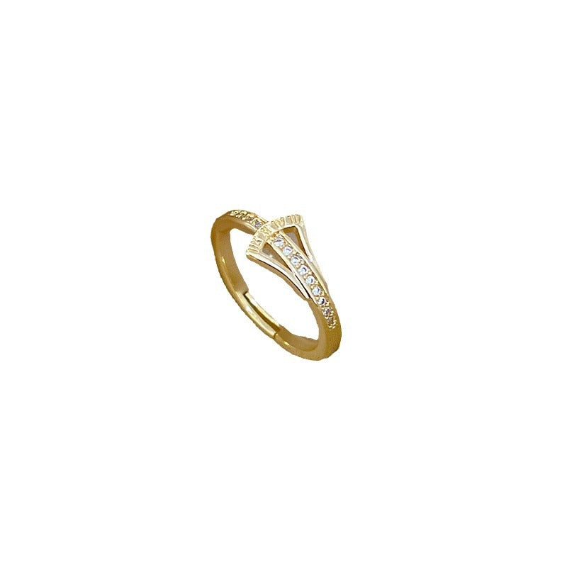 Anello in ottone a forma di corona in stile cartone animato con placcatura in oro da donna, gioielli minimalisti con fascia aperta regolabile