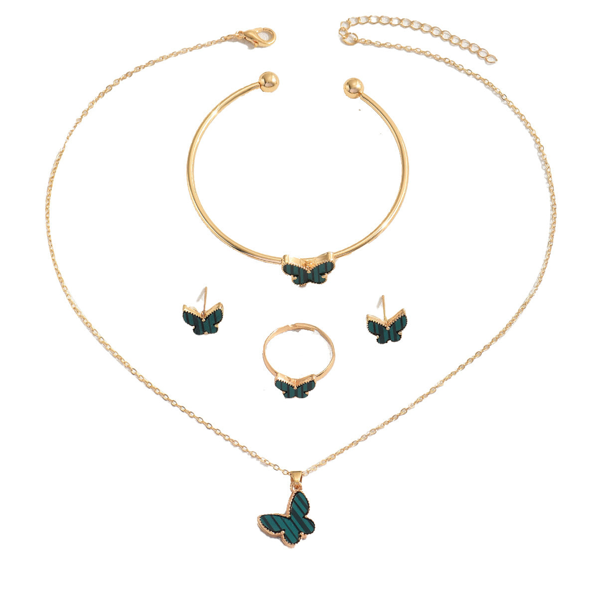 Sweet Minimalist Butterfly Pendant Necklace Set with Alloy Chain and Acrylic Inlay for Women