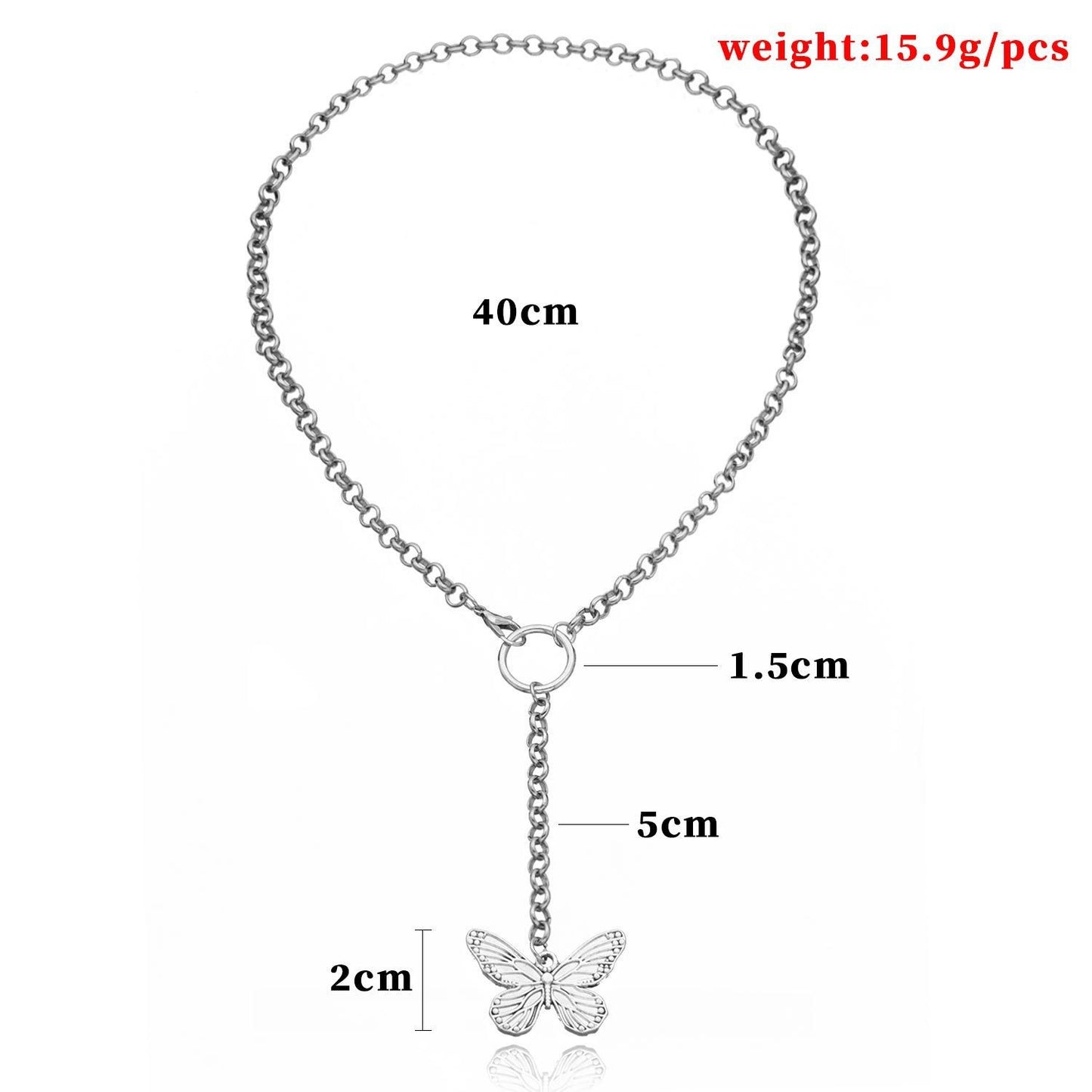 Geometric Butterfly Pendant Necklace for Women Made of Alloy with Plated Finish and Cross Chain