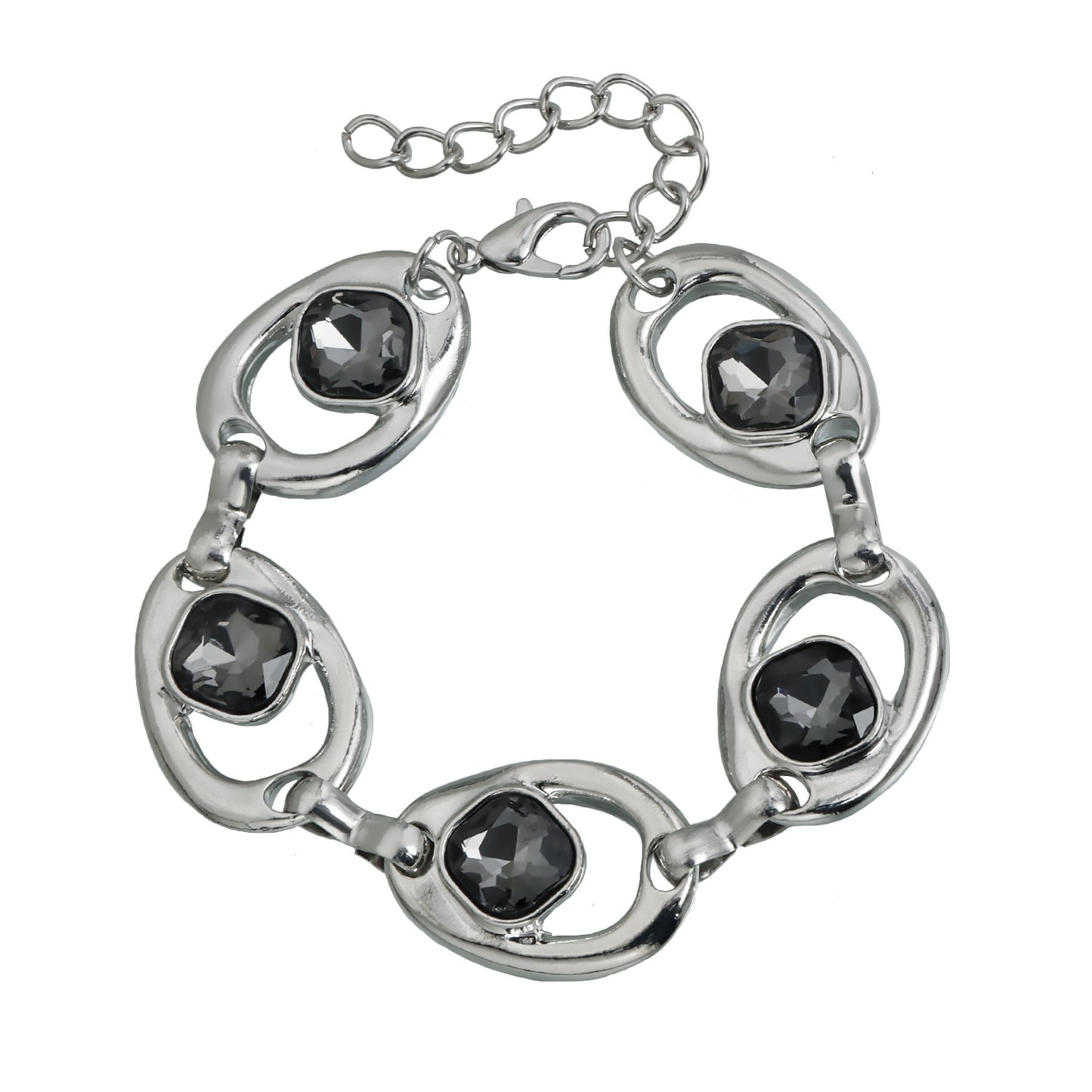 Luxury Irregular Geometric Black Rhinestone Y-Necklace Alloy Plated Statement Pendant for Women and Men