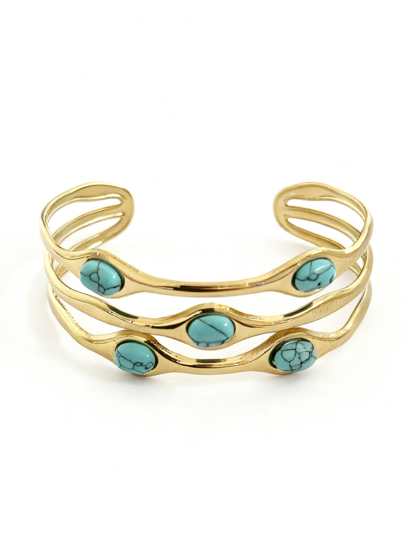 Bracciale a fascia larga in acciaio inossidabile placcato a forma di cuore irregolare, stile streetwear alla moda