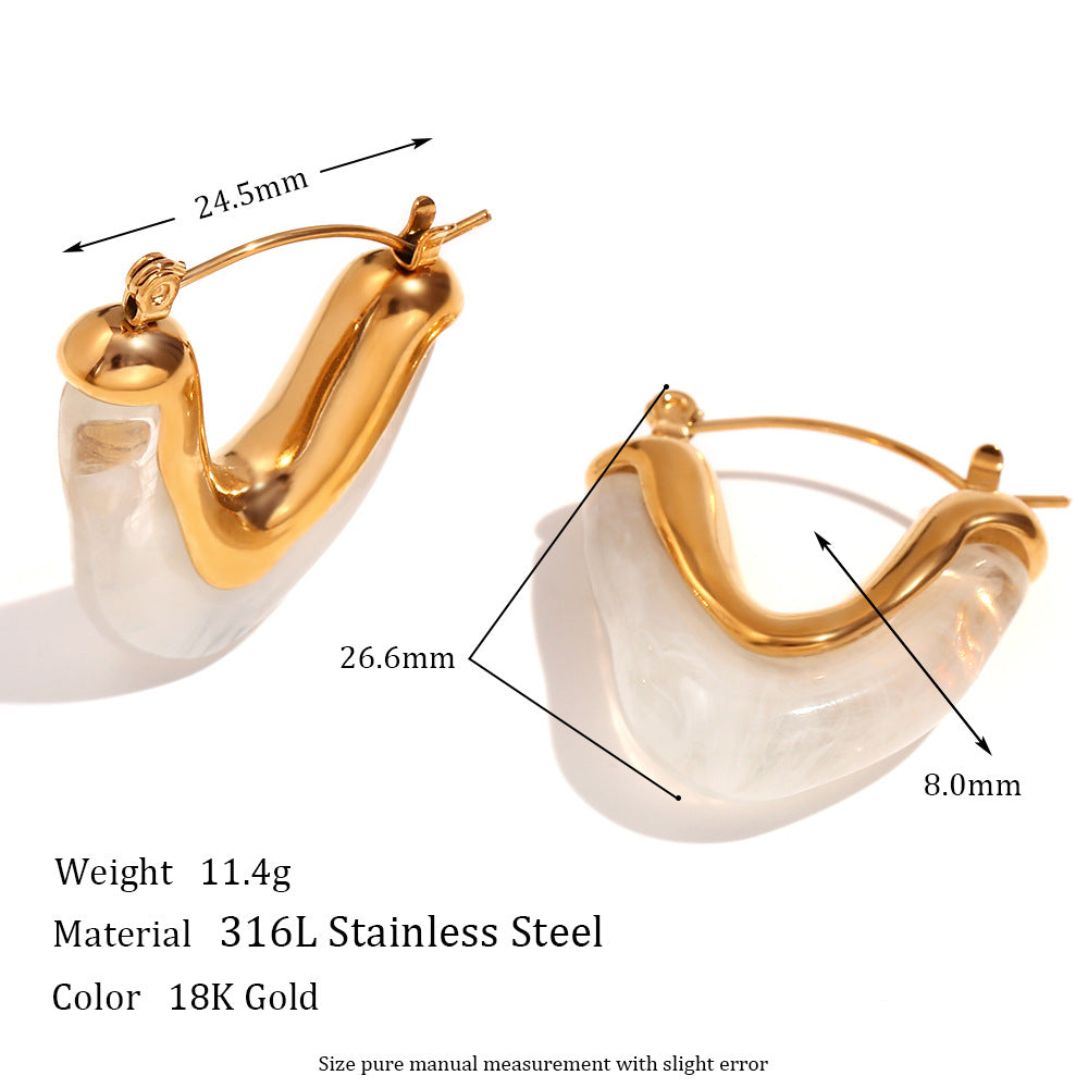 Pendientes de triángulo geométricos retro franceses minimalistas para mujer de acero inoxidable con baño de oro de 18 quilates