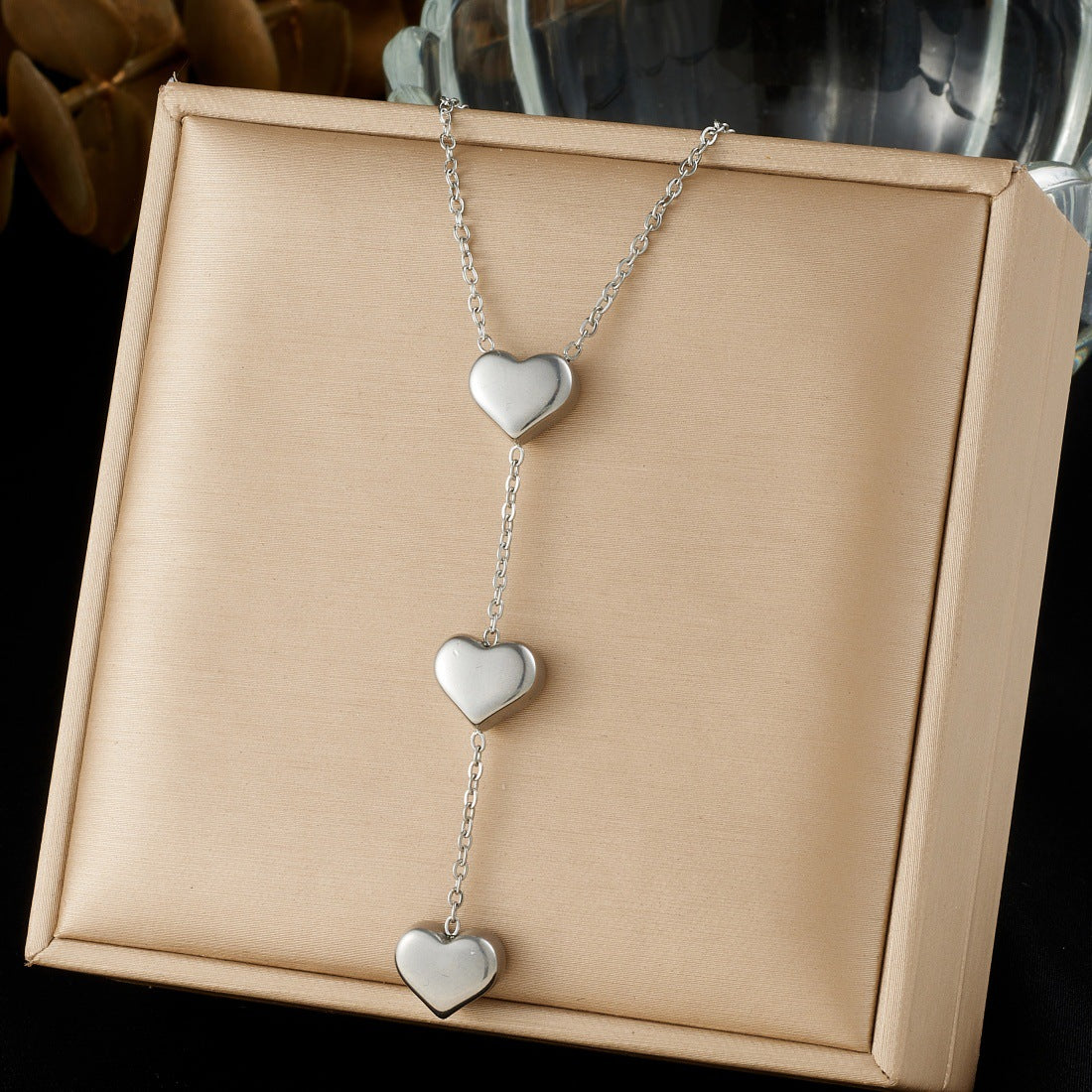 Minimalist Luxury Gold Plated Stainless Steel Heart Y-Shape Necklace for Women