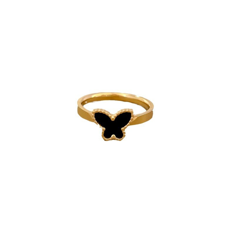 Anillo Pulido Minimalista Mariposa de Acero de Titanio Unisex