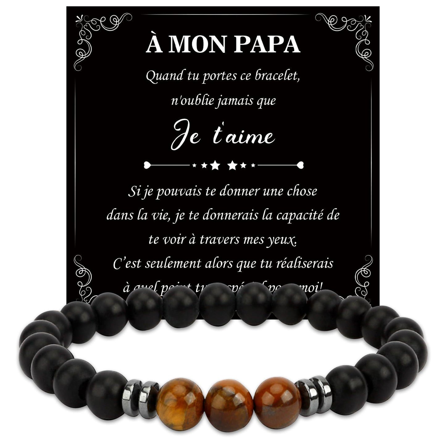 Men's Hand-woven Matte Tiger's Eye Geometric Bracelet with Magnetic Spacer